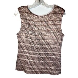 Petite Sophisticate Lavender/Black Geometric Popcorn Stretch Tank Top Medium Y2K